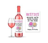 Rib Ticklerz - Funny Personalised Wine Label Best Friends Birthday Joke Gift Besties Because We're Both Fucked in The Head Mate Friendship Banter Novelty - WLS65