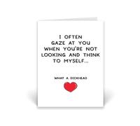 Rib ticklerz - Funny Rude Anniversary Valentine's Card Joke Husband Boyfriend Wife Card I Often Gaze At You Think You're A Dickhead Banter Jokes Celebrate - CD656
