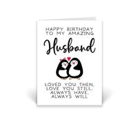 Rib ticklerz - Husband Birthday Card - Birthday Card For Husband With Penguins - Amazing Husband Birthday Card - Love You Still Always Will - Hubby Cards - CD476