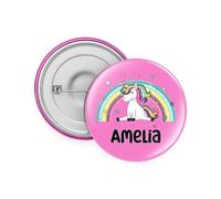 Rib Ticklerz - Personalised Badge - Unicorm Badge - Custom Badges - Pink Rainbow Unicorn Badge - Birthday Gifts - Niece Daughter Granddaughter Present Gift - BA32