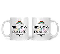 Rib ticklerz - Personalised Couples Mugs Mrs & Mrs Fucking Fabulous Lesbian Gay LGBTQ Custom Wedding Gift Engagement Anniversary Wedding Present Marriage, 10oz Ceramic - MG631
