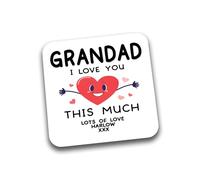Rib Ticklerz - Personalised Funny Drink Coaster Tea Coffee Mug Cup Coaster Grandad I Love You This Much Father's Day Birthday Novelty Present Grandkids - DC278