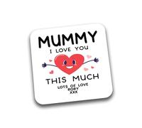 Rib Ticklerz - Personalised Funny Drink Coaster Tea Coffee Mug Cup Coaster Mummy I Love You This Much Mother's Day Birthday Novelty Present Keepsake - DC282