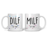 Rib ticklerz - Personalised Milf and DILF Mug Set Funny Mugs Custom Couples GIFS for Him & Her Mum and Dad to Be New Baby Gifts Baby Shower Present Congratulations - MG115