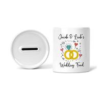 Rib Ticklerz - Personalised Money Box Wedding Fund Saving Jar Piggy Bant Marriage Engagement Gifts Engaged Colleague Friends Mr & Mrs Bride And Groom To Be - MB16