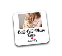 Rib Ticklerz - Personalised Photo Coaster - Funny Gifts From The Cat - Best Cat Mum Ever - Cat Mum Present - Cat Mum Gift - Mother's Day - Birthday Gifts - DC99