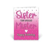 Rib ticklerz - Sister From Another Mister Happy Birthday Card - Funny Birthday Card For Best Friend - Sarcasm Witty Comedy Funny Greeting Cards Bestie Gift - CD189