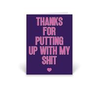 Rib ticklerz - Thanks For Putting Up with My Shit Greeting Card Funny Joke Novelty Thank You Cards For Friend Colleague Teacher Boss Employee Best Friends - CD931