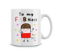 Rib Ticklerz - to My Fab Niece Funny Mug Novelty Niece Cute Birthday Family Gifts Best Niece Present Christmas Mug Gift Coffee Mugs Tea Cup from Uncle Auntie Hot Choc - MG658
