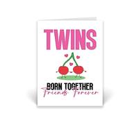 Rib ticklerz - Twin Girls Sister Birthday Card - Funny Birthday Card For Twin Sister - Born Together Friend Forever - Cute Twin Sister Cards Sibling Gifts - CD524