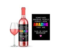 Rib Ticklerz - Wine Bottle Label Sticker This is Your Reminder Amazing Friend Colleague Thank You Gifts Positivity for Best Friend Friendship Bestie Mates - WLS101