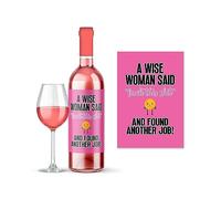 Rib Ticklerz - Wine Label Sticker Wise Woman Found Another Job Funny Banter Joke New Job Leaving Work Funny Gift for Work Friend Colleague Congratulations - WLS95