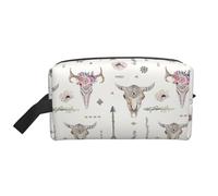 Ribal Bull Skull On White Storage Bag Toiletry Bag Cosmetic Bag Stationery Bag Travel Bag Daily Storage Bag