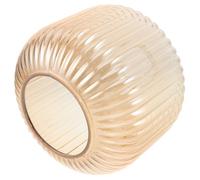 Ribbed Amber Glass Lamp Shade for E26 E27 Pendant Lamps | Vintage Modern Striped Lantern Style, Thick Easy Wipe-clean Finish, Living Rooms, Cafes and Ceiling Pendants