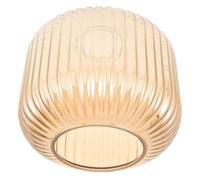 Ribbed Amber Glass Lampshade for E26 E27 Pendant and Floor Lamps | Easy Wipe-clean Glass, Striped Lantern Style, Living Room Dining Table Lighting, Cafe and Restaurant Use