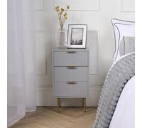 Ribbed Bedside Table Modern Bedroom 3 Draw Office Nightstand OHS Light Grey One Size