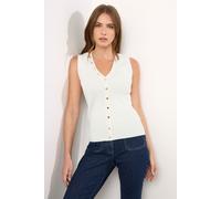 Ribbed Button Bust Vest Top Star By Julien Macdonald Ivory 22-24