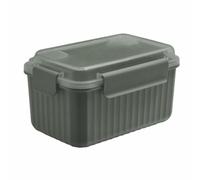 Ribbed Clip Lock Food Container - 960ml Capacity - Airtight Lid with Air Vent - Freezer, Microwave & Dishwasher Safe - BPA-Free - Natural Assorted Colours - 18 x 12 x 9cm (Sage)