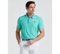 Ribbed Earl Blocked Golf Polo Shirt In Pool Blue