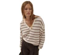 Ribbed Finish V-Neck Pullover for Women COMMA Beige S
