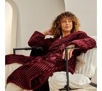 Ribbed Fleece Dressing Gown Loungewear Bathrobe OHS Maroon One Size