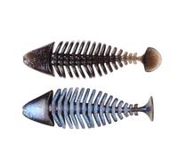 Ribbed Gill Soft Bait, A Floating and Slow-sinking Soft Lure Suitable for Bass, Mandarin Fish, Barracuda, and Mandarin Fish(Multi-colored 4,*6)