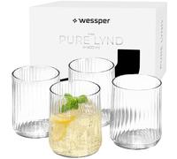Ribbed glass, borosilicate glass, 400 ml, for coffee, tea, water, Wessper 4x