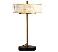 Ribbed Glass Brass Table Lamp | 2 Light Bulb Style Semi-Opaque Glass Decorative Lighting Solution for Modern Homes | Bedroom Table Light with Elegant Finish