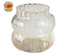 Ribbed Glass Cups Set, Vintage Drinking Glassware with Cloud Design, 650ml/530ml/410ml Ripple Glasses for Iced Coffee, Cocktails, Juice, and Beverages (Clear A)