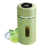 Ribbed Glass Tumblers - Glass Tumblers with Lid and Straw | Portable Insulated Mug with Real Time Temperature Display for Restaurant Camping Clear Glass