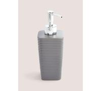 Ribbed Grey Ceramic Liquid Soap Dispenser Refillable Hand Lotion Pump Bottles Shampoo Conditioner Shower Gel Dish for Bathroom Countertop Kitchen Laundry Room Decor - T18