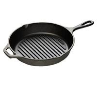Ribbed Grill Pan, Seasoned Cast Iron, 10-1/4-Inch Diam. - L8GP3