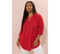 Ribbed Half Placket Shirt Yours Red 14