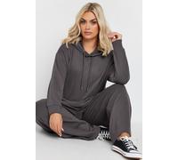 Yours Curve Charcoal Ribbed Hoodie - Women's - Plus Size Curve