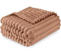 Ribbed Jacquard Bed Blanket Fluffy Warm Throw Blanket for Sofa Couch Single Osum Soft Fleece Winter Twin/Double 150x200 cm Throws (Mink)