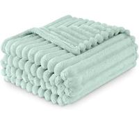 Ribbed Jacquard Bed Blanket Fluffy Warm Throw Blanket for Sofa Couch Single Osum Soft Fleece Winter Twin/Double 150x200 cm Throws (Duck Egg)