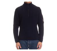 Ribbed Jumper with Quarter Zip - male - C.P. Company - Turtlenecks - Blue - S - Knitwear S