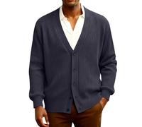 Ribbed Knit Cardigan Oversized Sweater Long Sleeve Casual Winter Comfy Knitte Relaxed Fit Deep Neck Button Down Solid Cardigan Navy 4XL
