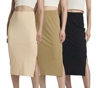 Ribbed Knit Midi Skirt Set: 3 Women's Sizes by Real Essentials, Set 6, Medium