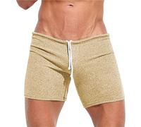 Ribbed Knit Shorts Men Low Waist Drawstring Comfy Jersey Shorts Home Sleep Pajamas Shorts Nightwear Sleepwear Lightweight French Terry Loungewear Shorts