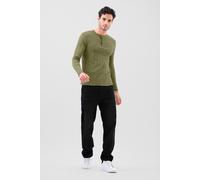 Ribbed Long Sleeve Henley T-Shirt Enorsia Green XXL