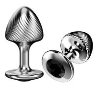 Ribbed Metal Butt Plug Jewel Base Prostate Massager Trainer for Couples