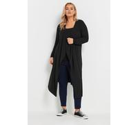 Yours Curve Ribbed Midaxi Waterfall Cardigan - Women's - Plus Size Curve Black