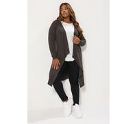 Ribbed Midaxi Waterfall Cardigan Yours Brown 38-40