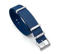 Ribbed Military Nylon Watch Straps | 20mm Navy Blue | Ridged Woven Fabric | Colourful Double Pass Band | Heavy Duty Brushed Stainless Steel Buckle & Fittings (Blue, 20 mm)