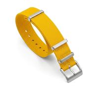 Ribbed Military Nylon Watch Straps | 20mm Yellow | Ridged Woven Fabric | Colourful Double Pass Band | Heavy Duty Brushed Stainless Steel Buckle & Fittings (Yellow, 20 mm)