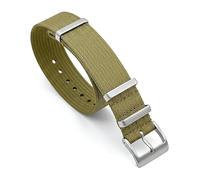 Ribbed Military Nylon Watch Straps | 22mm Khaki Green | Ridged Woven Fabric | Colourful Double Pass Band | Heavy Duty Brushed Stainless Steel Buckle & Fittings (Khaki, 22 mm)