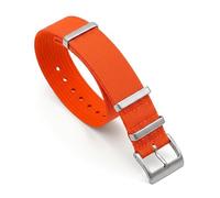 Ribbed Military Nylon Watch Straps | 22mm Orange | Ridged Woven Fabric | Colourful Double Pass Band | Heavy Duty Brushed Stainless Steel Buckle & Fittings (Orange, 22 mm)