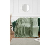 Rapport Home Ribbed Mink Blanket (150x200 cm) in Green | Size: 200 cm x 240 cm Rapport Home Green 200 cm x 240 cm