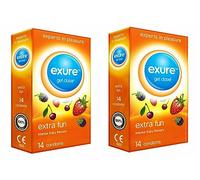Ribbed, Natural & Flavoured by EXURE Condoms| Discreet Packaging 14/28/42pk Secure Condoms (Flavoured, 28pk)